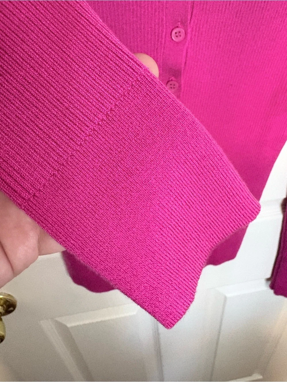 J.Crew TENCEL Blend Ribbed Henley Sweater Raspberry  Pink Long Sleeve Size S